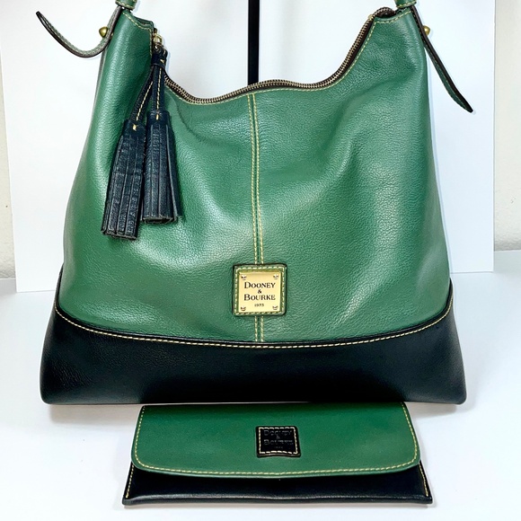 Dooney & Bourke Sophie Hobo Bag Florentine Leather Sage & Black, &  wallet - Picture 1 of 16